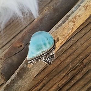 Gorgeous blue larimar handmade ring size 8.5